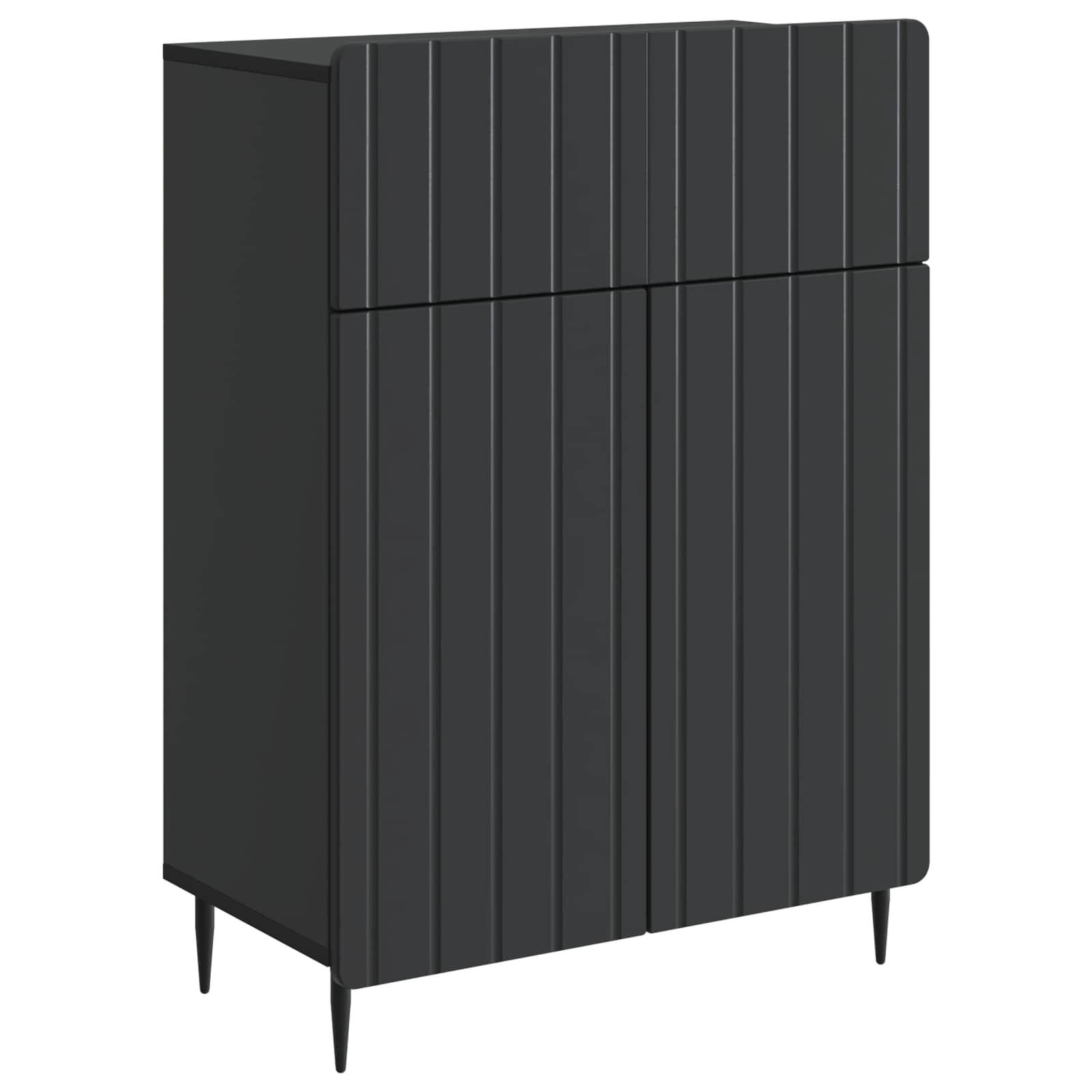 Sidebord med skuffe Sort 66 x 34,5 x 92 cm Konstrueret træ