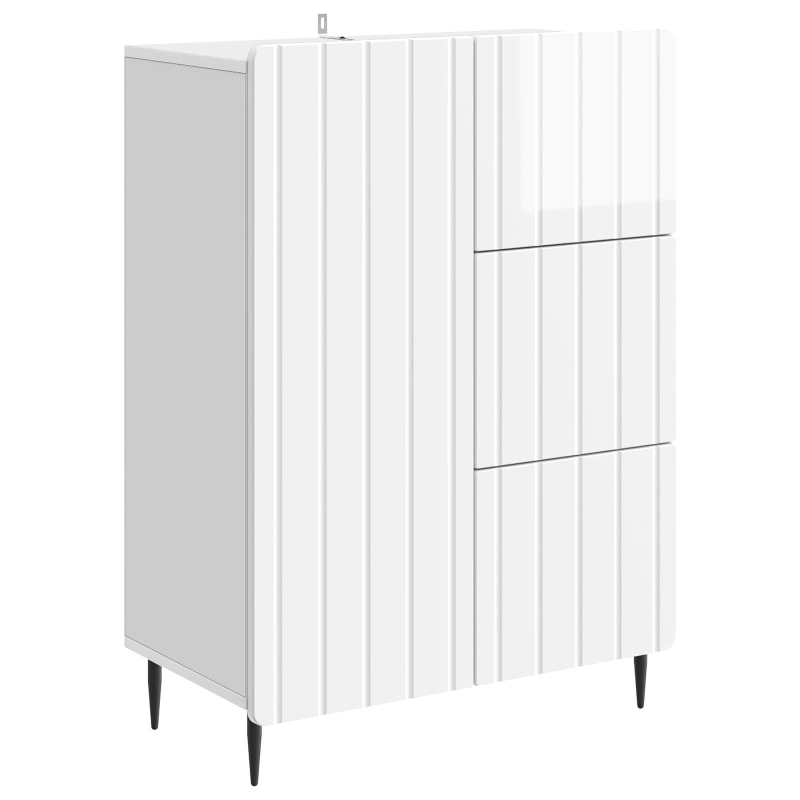 Sidebord Hvid højglans 66 x 34,5 x 91,5 cm Konstrueret træ