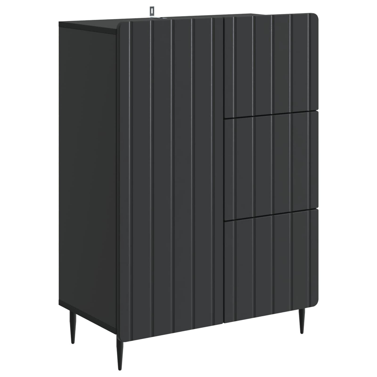 Sidebord med skuffe Sort 66 x 34,5 x 91,5 cm Konstrueret træ