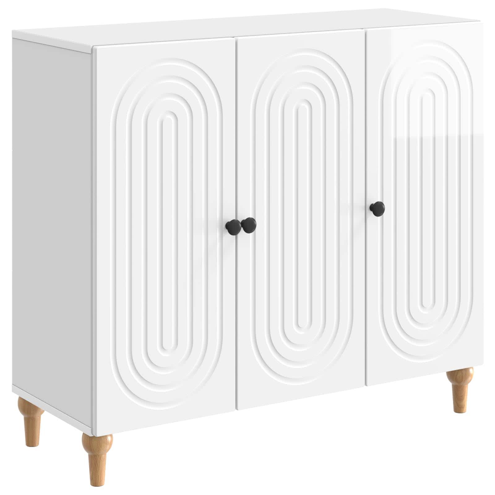 Sidebord Hvid højglans 89 x 34,5 x 80 cm Konstrueret træ