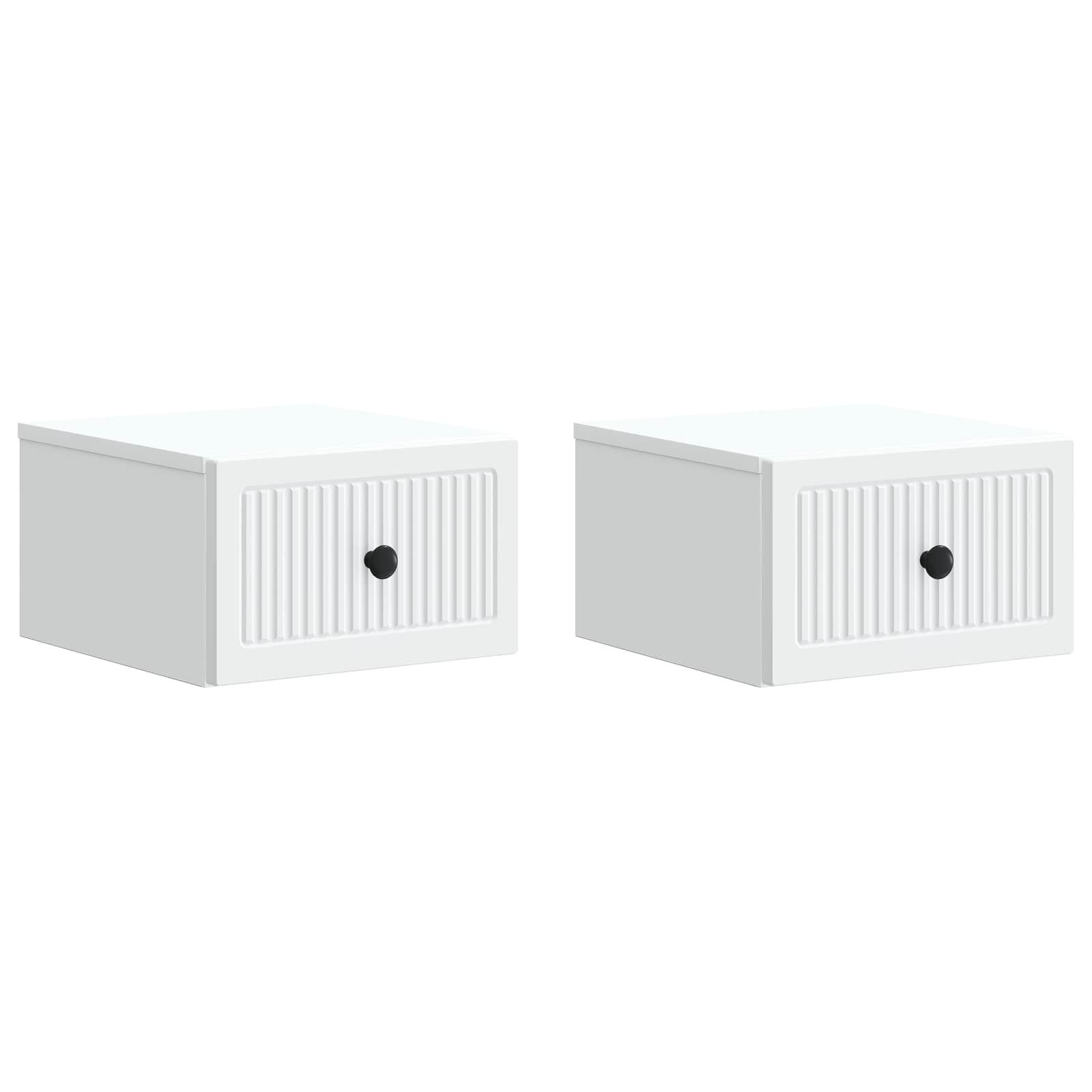 Væghængt Natbord 2 stk Hvid 33 x 34,5 x 20 cm Konstrueret træ