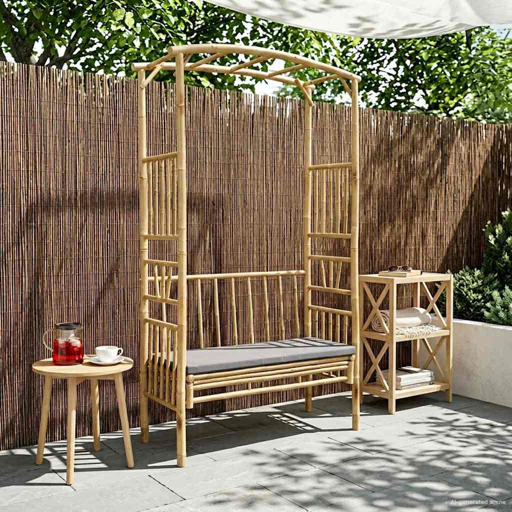 Havebue med Bænk Naturfarvet 115 x 50 x 205 cm Bambus