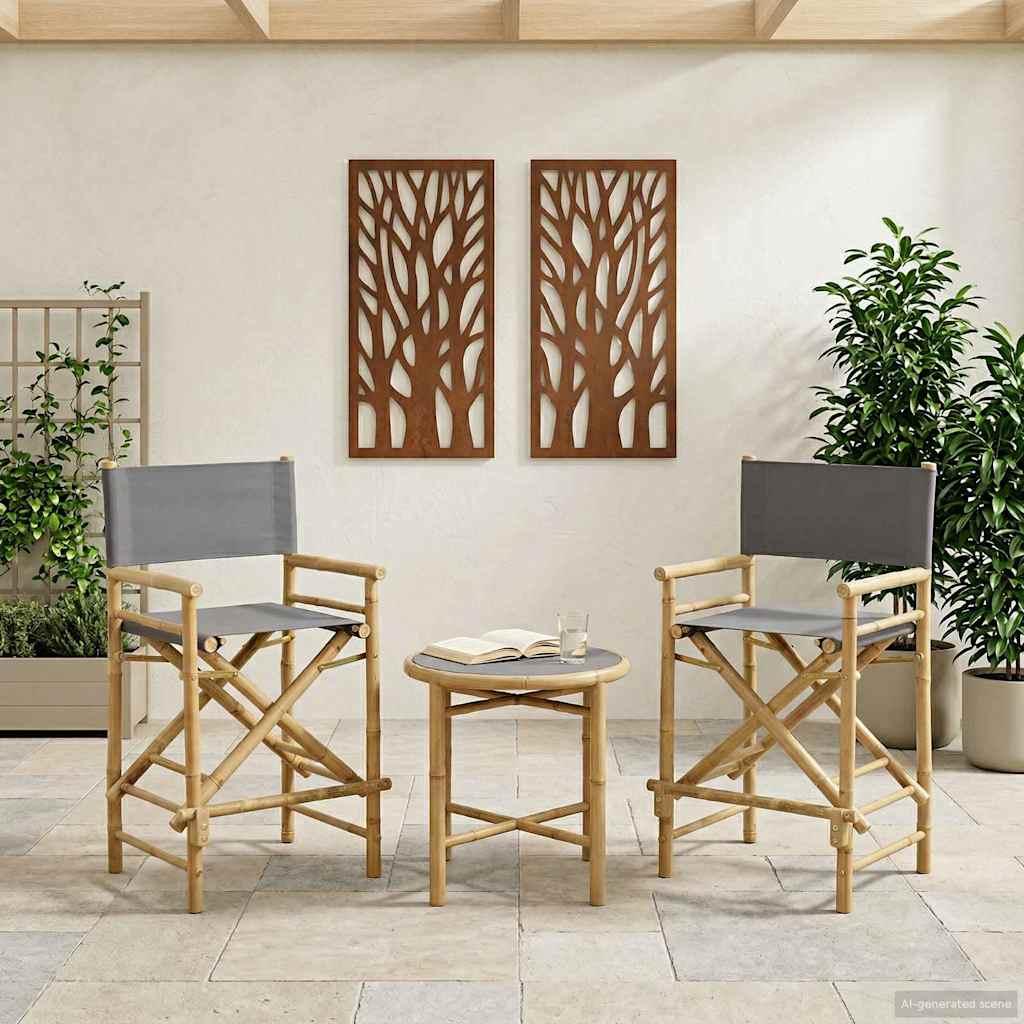 Folding Directors Stol 2 stk Naturfarvet 58 x 48 x 115 cm