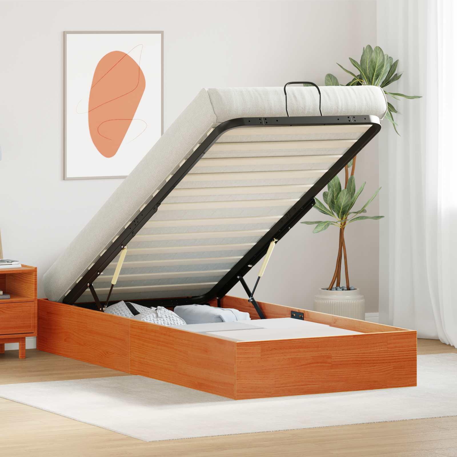 Otmansengestel med opbevaring Voksbrun 75 x 190 cm