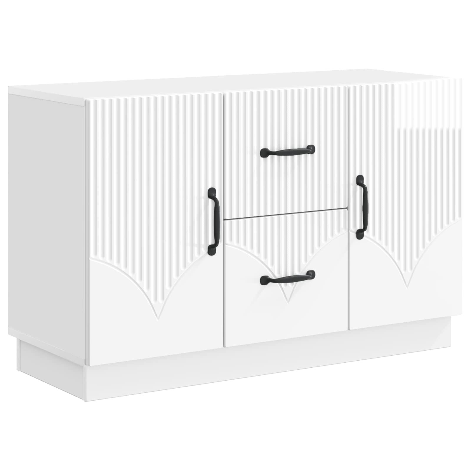 Sidebord Hvid højglans 89 x 34,5 x 57 cm Konstrueret træ