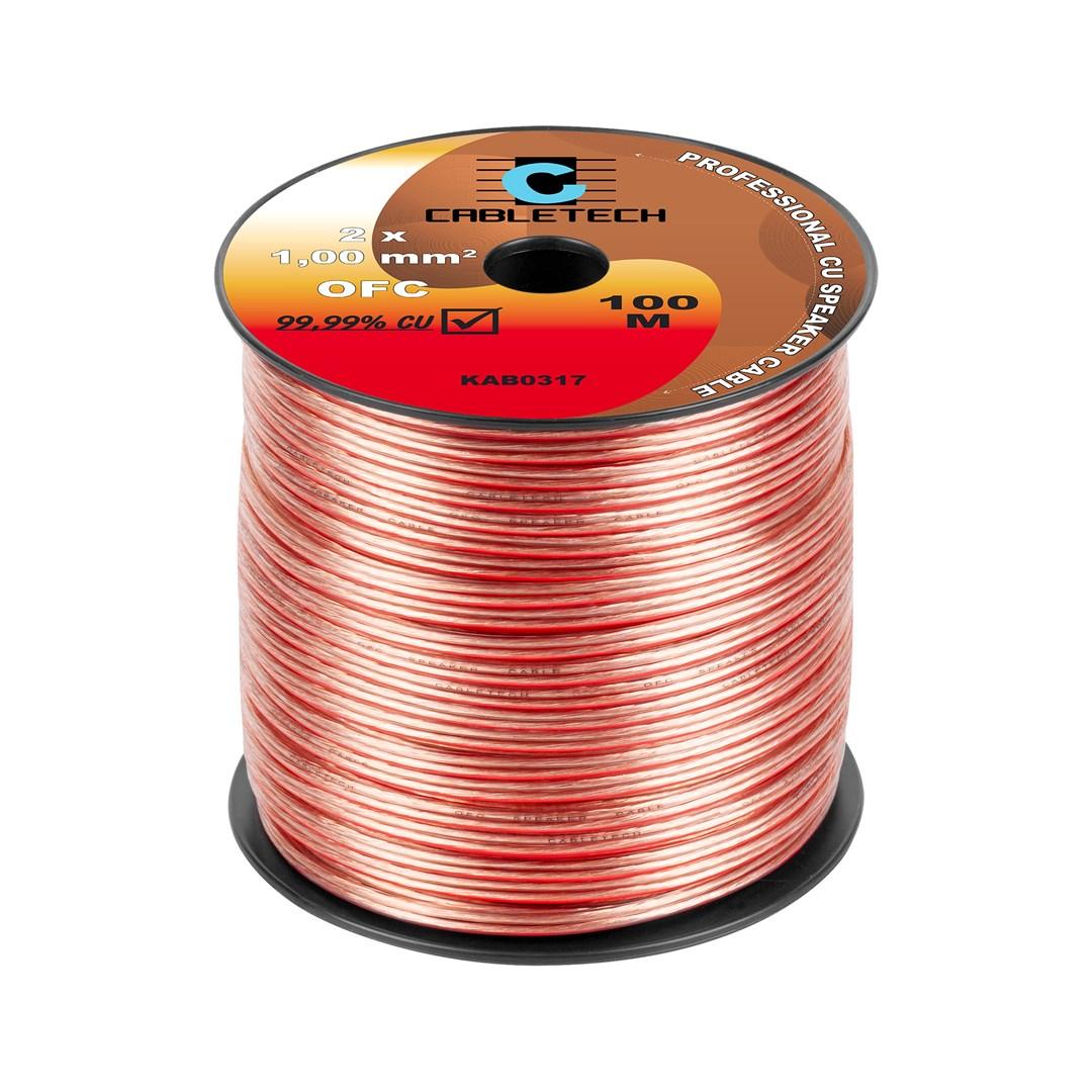 CABLETECH højttalerkabel OFC 2×1,00 mm² – 100 m rulle