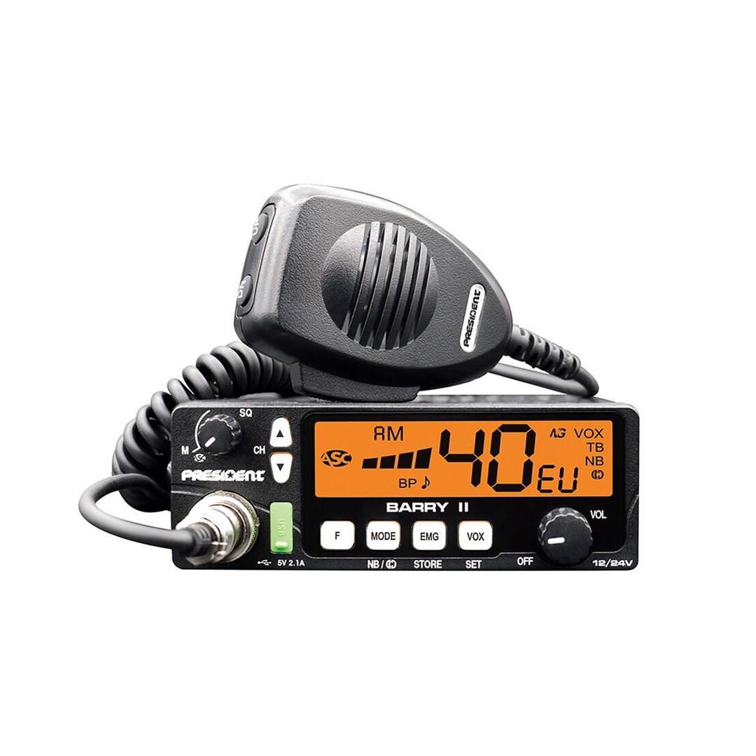PRESIDENT Barry II CB-radio – 4 W, 12/24 V, automatisk squelch