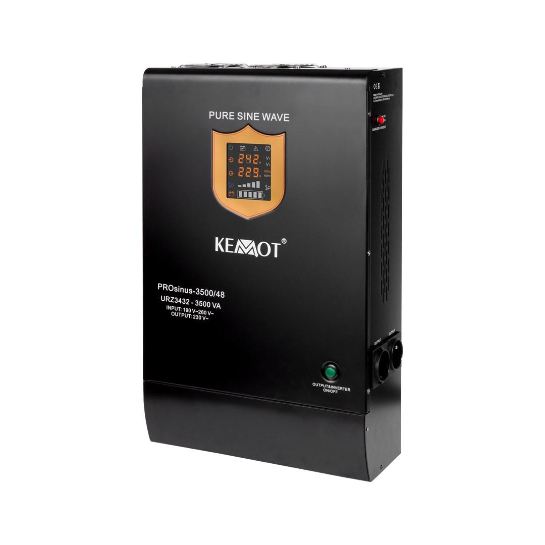 KEMOT PROsinus-3500/48 URZ3432 – UPS/inverter med ren sinus, lader, 48 V til 230 V, 3.500 VA / 2.400 W, vægmonteret