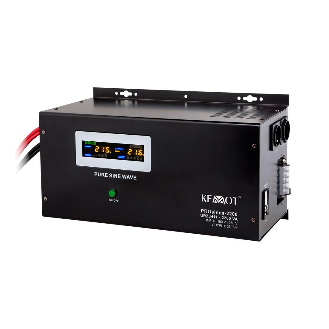 KEMOT PROsinus-2200 vægmonteret UPS/inverter – ren sinus, ladefunktion 12V til 230V, 2.200 VA / 1.600 W