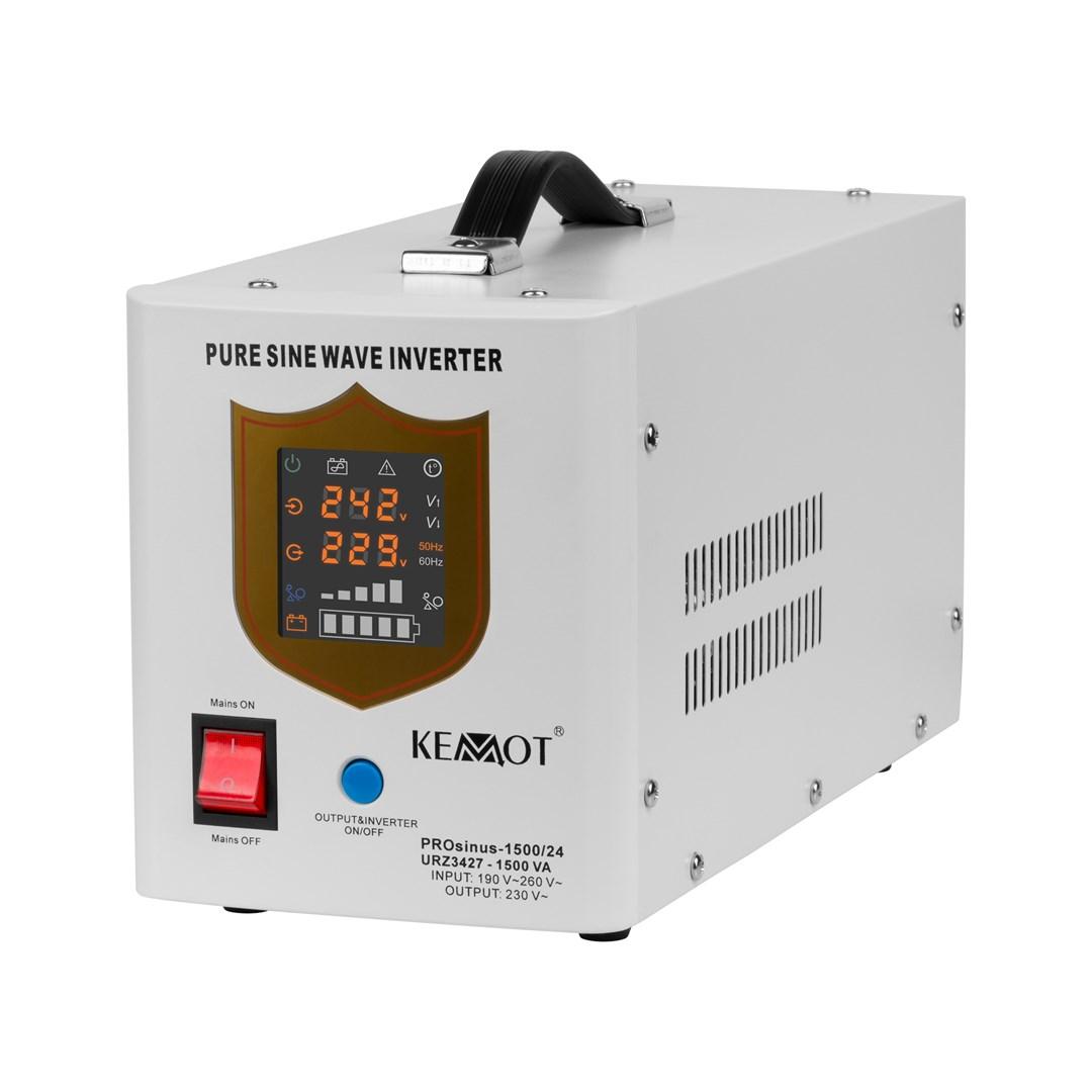 KEMOT PROsinus-1500/24 nødstrømsinverter – ren sinus, lader, 24V til 230V, 1.500 VA / 1.050 W