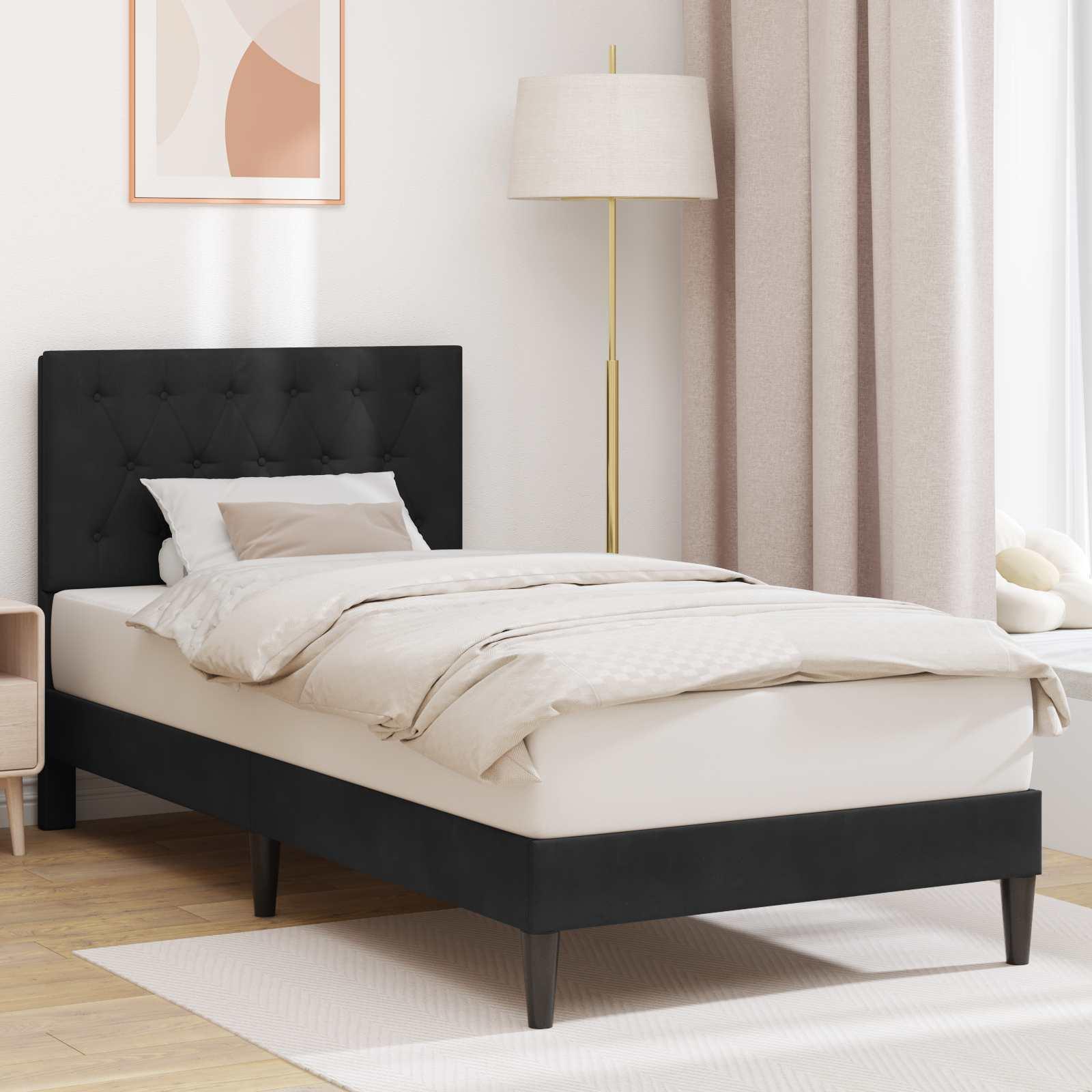 Sengestel med hovedgærde Sort 80 x 200 cm Fløjl