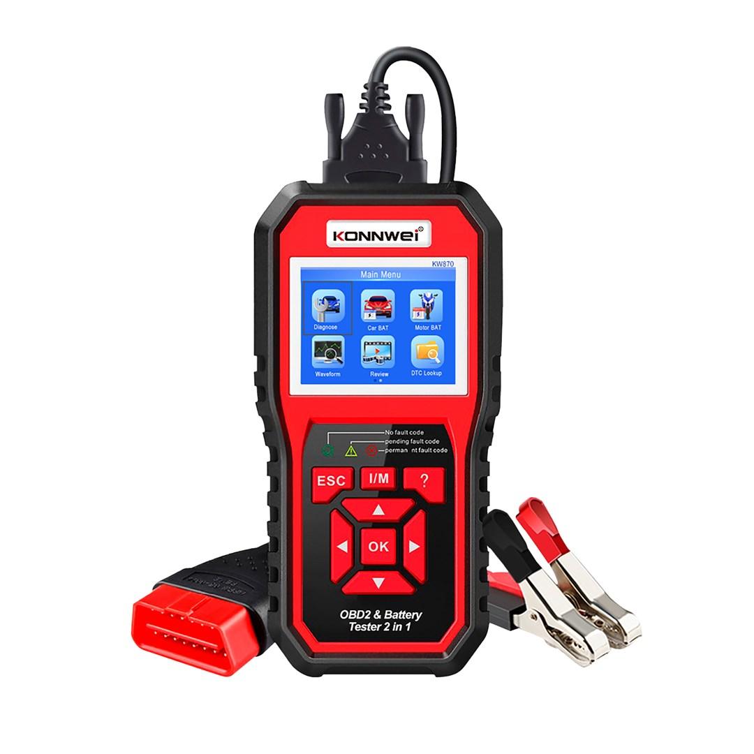 Konnwei KW870 OBD2 scanner og batteritester - diagnostisk måleinstrument