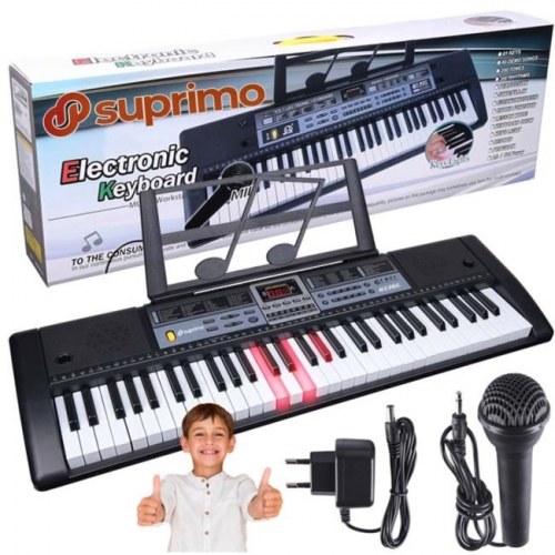 SUPRIMO 6136L keyboard med mikrofon - 61 tangenter, læringslys til børn