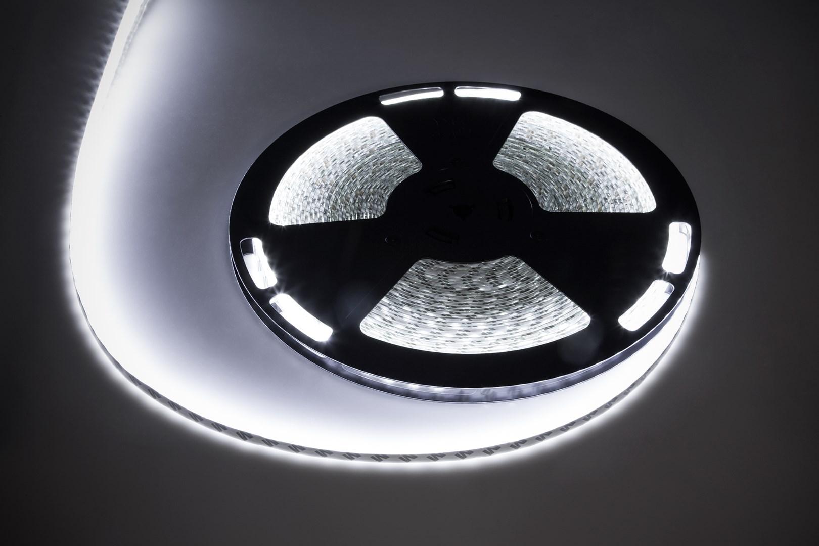 Rebel LED-lysbånd 25 m - 5050 SMD, kold hvid, vandtæt, 12 V billede