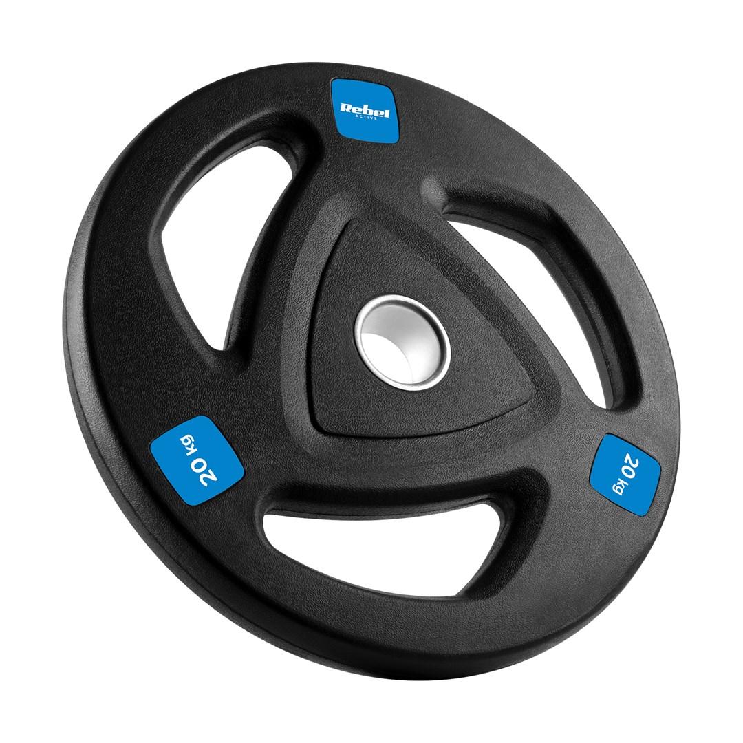 Rebel ACTIVE olympisk vægtskive 20 kg - gummibelagt, 51 mm hul