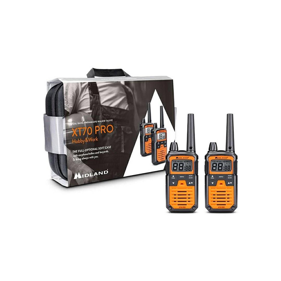 Midland XT70 Pro - håndholdte PMR-walkie talkies i kuffert (sæt med 2)
