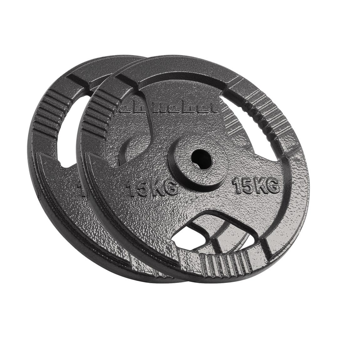 Rebel vægtskiver i støbejern 2×15 kg - 31 mm grebsskiver
