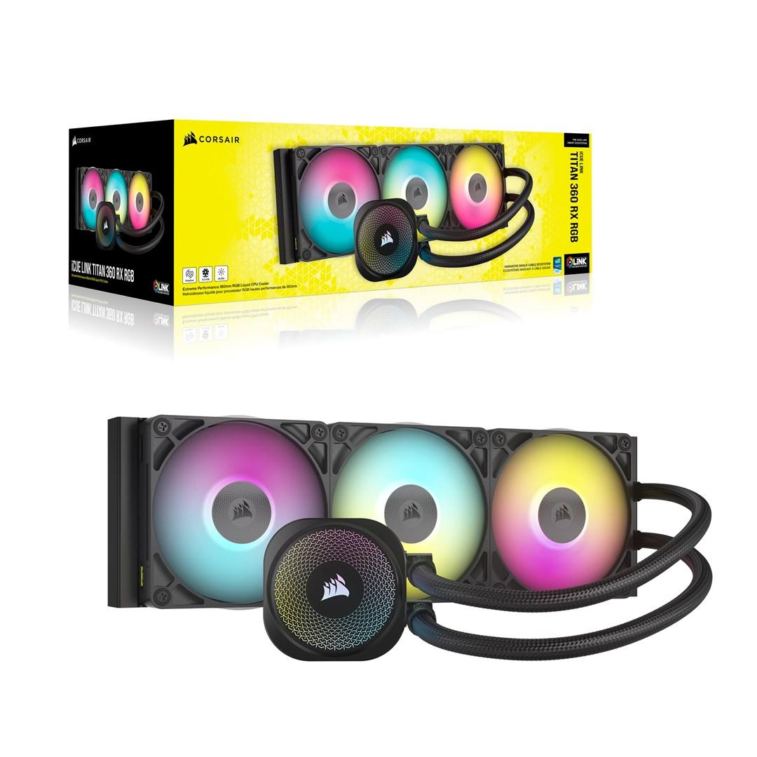 Corsair iCUE LINK TITAN RX RGB - AIO CPU-vandkøler 360 mm, 3×120 mm, sort billede