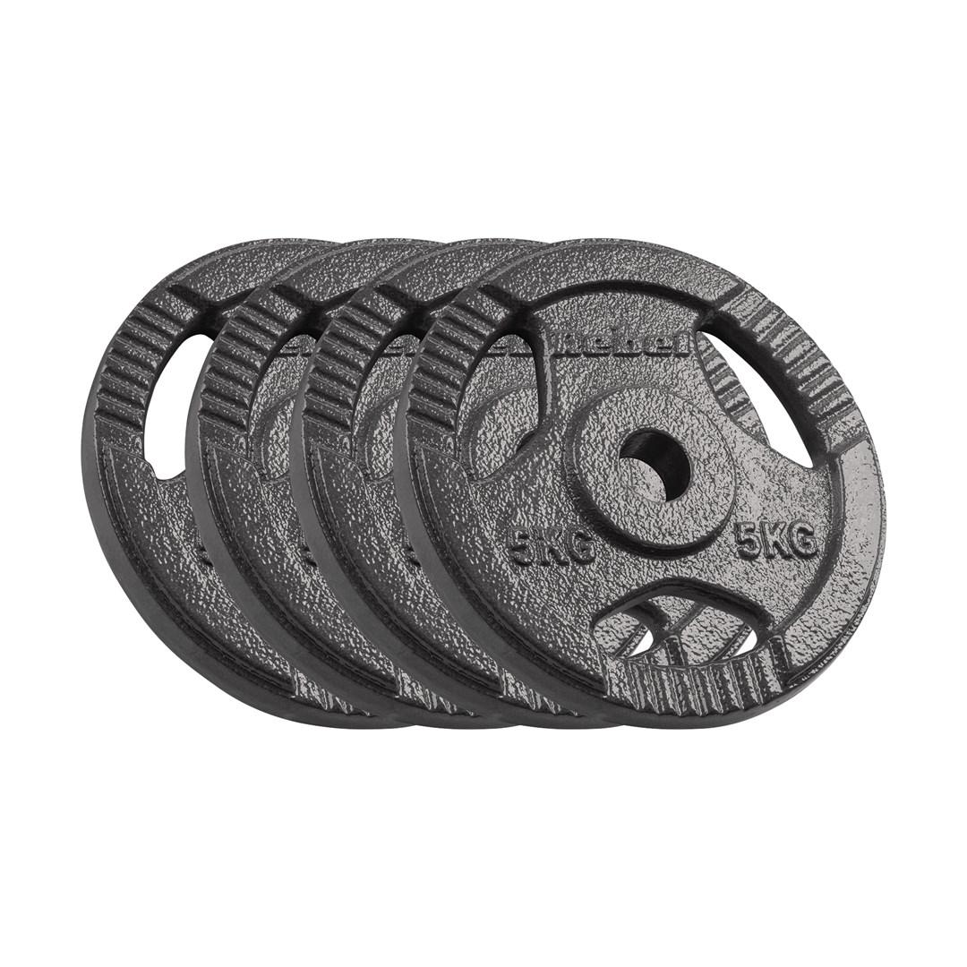 Rebel Active vægtskiver i støbejern - sæt 4×5 kg, 31 mm hul, greb