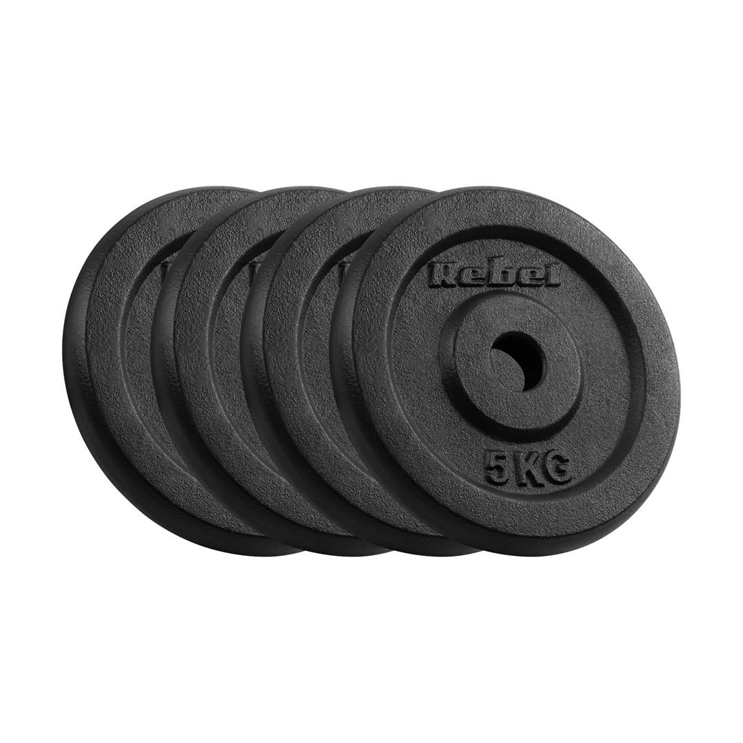 Rebel vægtskiver i støbejern 4×5 kg - hul 31 mm, klassisk skive