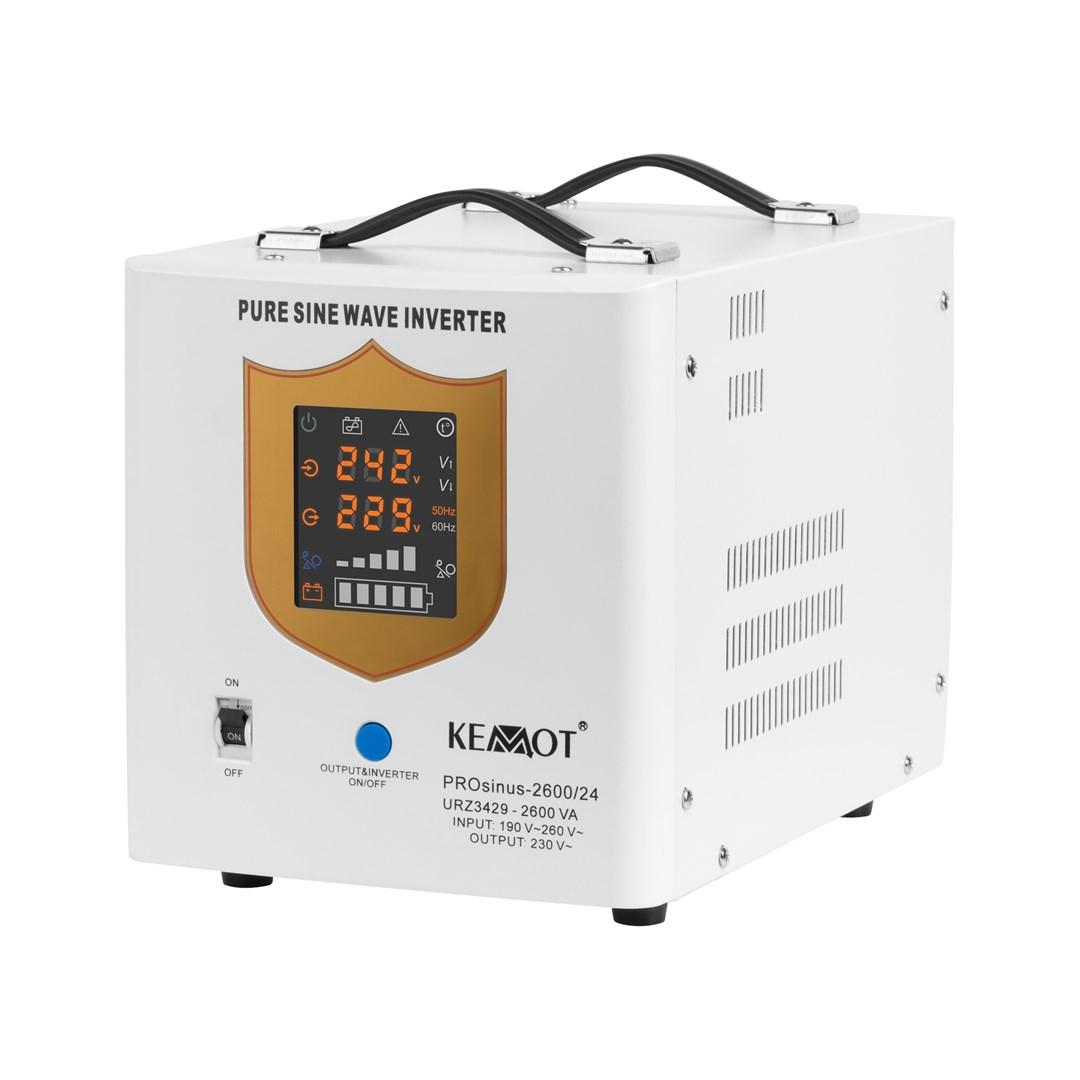 KEMOT PROsinus-2600/24 – ren sinus inverter med lader, 24 V til 230 V, 2600 VA / 1800 W