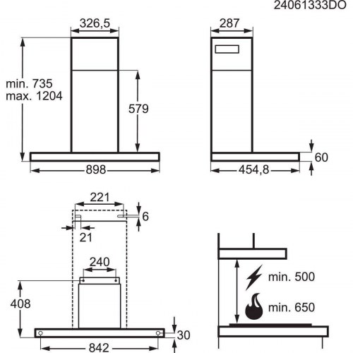 AEG væghængt emhætte - sort, plug-in