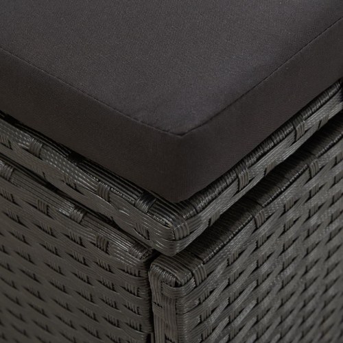 Solseng med hynder polyrattan sort