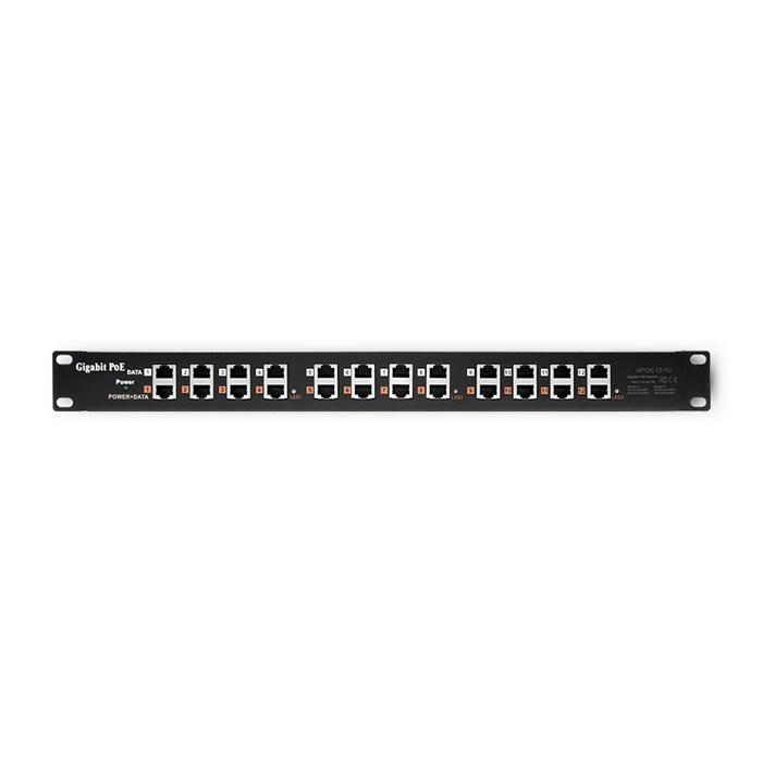 Qoltec 54478 patchpanel til rack - 12 porte, PoE, sort