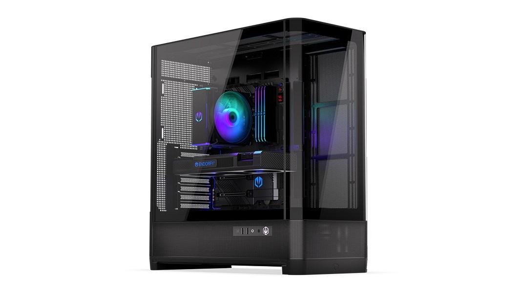 ENDORFY Aquarius 8000 Flex – PC kabinet i sort med panoramaglas
