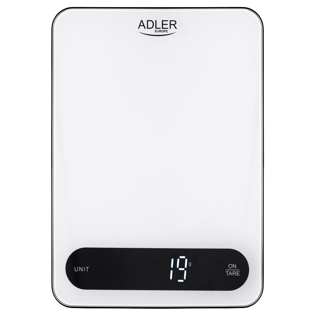 Adler AD 3177wb digital køkkenvægt - hvid/sort, USB‑C, 10 kg