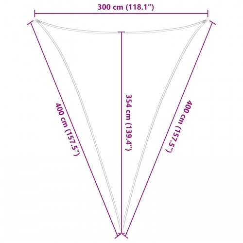 Solsejl trekant - lys grå/hvid stribet 3 × 4 × 4 m