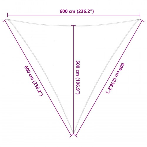 Trekantet solsejl 6 x 6 x 6 m - blå/hvid stribet, 100% polyester Oxford