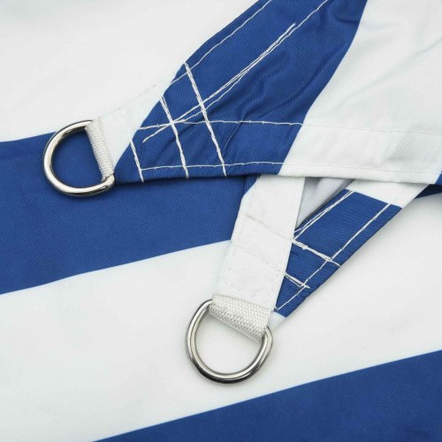 Solsejl trekant - blå/hvid stribet, 4 x 4 x 4 m, polyester Oxford