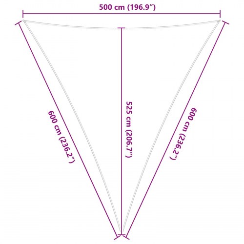 Trekantet solsejl - gul/hvid stribet, 5 × 6 × 6 m, 100% polyester Oxford