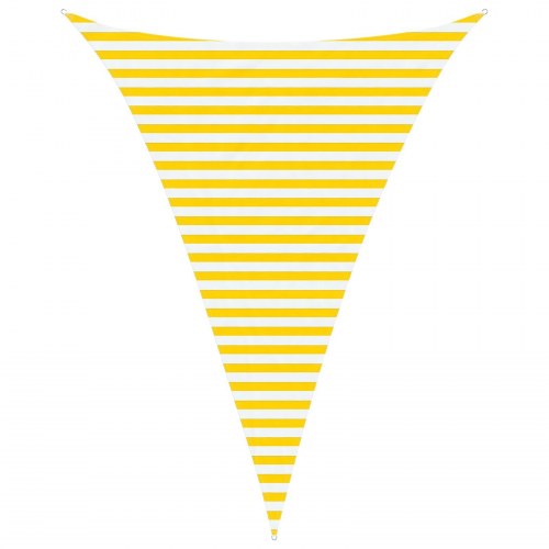 Trekantet solsejl 3 × 4 × 4 m - gul/hvid stribet, 100% polyester oxford