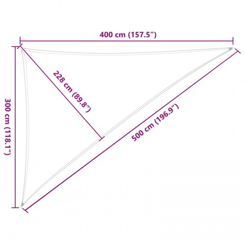 Trekantet solsejl - gul/hvid stribet, 3 × 4 × 5 m, 100% polyester Oxford