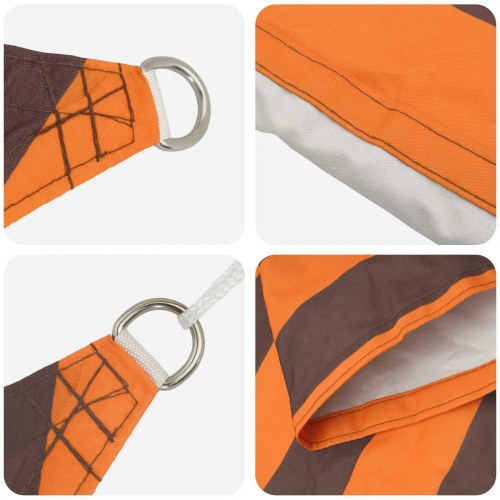 Trekantet solsejl - orange/brun stribet, 5 x 5 x 6 m, 100% polyester Oxford