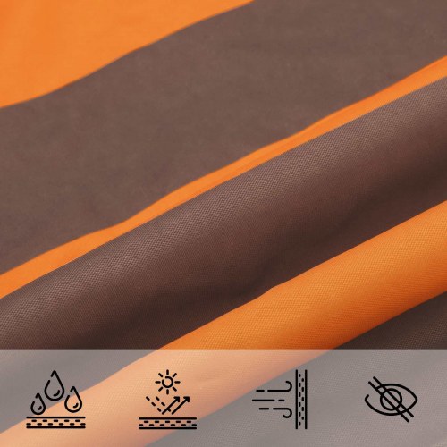 Solsejl trekant - orange/brun stribet 3 x 3 x 3 m i 100% polyester Oxford