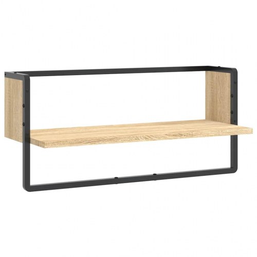 Væghylde med stang 65×25×30 cm - sonoma-eg