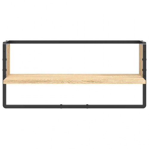 Væghylde med stang 65×25×30 cm - sonoma-eg