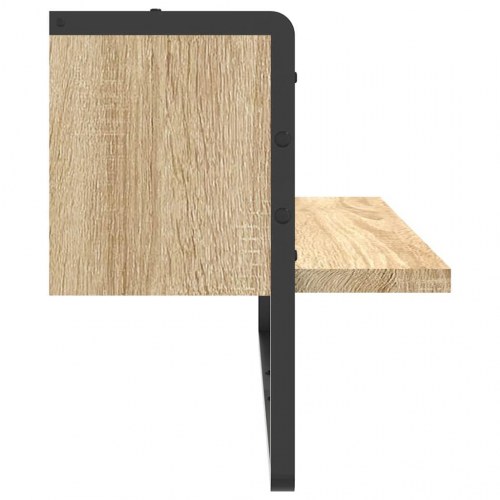Væghylde med stang 65×25×30 cm - sonoma-eg