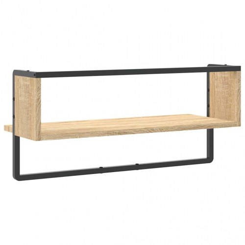 Væghylde med stang 65×25×30 cm - sonoma-eg