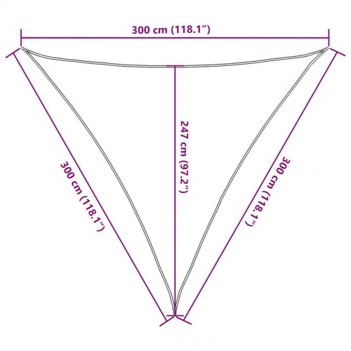 Solsejl trekant 3×3×3 m - HDPE 160 g/m², gråbrun