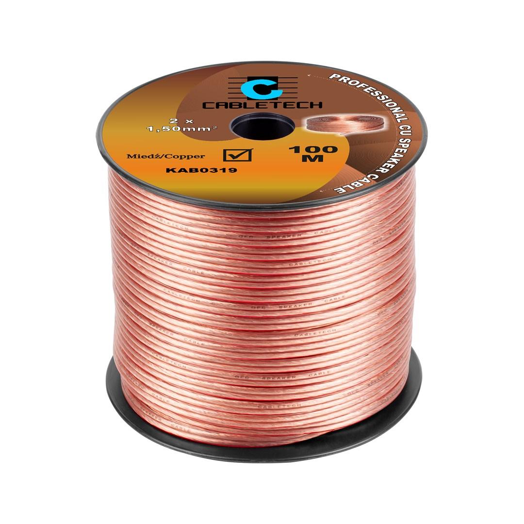 CABLETECH højttalerkabel 2×1,50 mm² – 100 m kobber