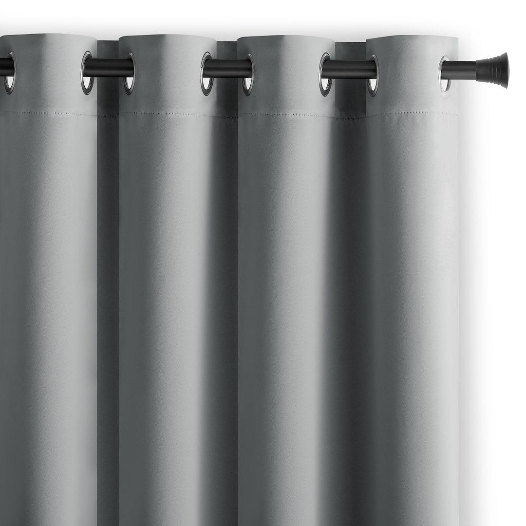 Mørklægningsgardin blackout 140x245 cm - grå, sølv øskner, AmeliaHome