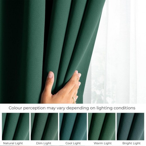 Mørklægningsgardin blackout 140×245 cm - flaskegrøn, klassisk bånd - AmeliaHome