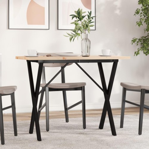 Spisebord 100 x 50 x 75,5 cm med X-stel i massivt fyrretræ og stål