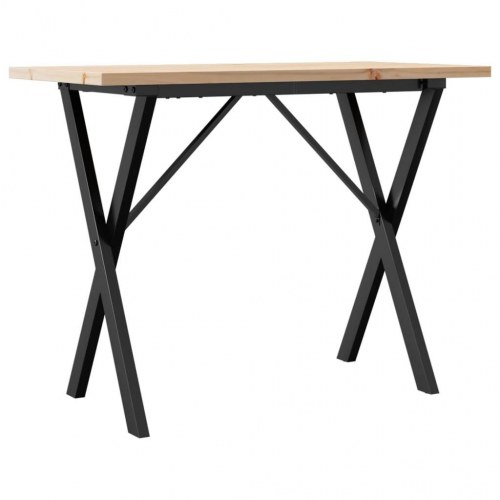 Spisebord 100 x 50 x 75,5 cm med X-stel i massivt fyrretræ og stål