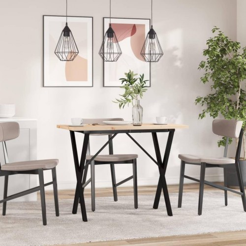 Spisebord 100 x 50 x 75,5 cm med X-stel i massivt fyrretræ og stål
