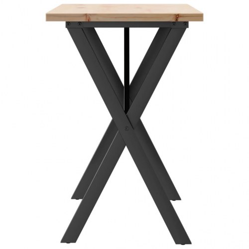 Spisebord 100 x 50 x 75,5 cm med X-stel i massivt fyrretræ og stål